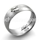 sr3 matte stainless steel gridded ring w cut out butterfly