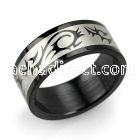 srb10 black stainless steel ring with matte tribal dragon