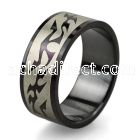 srb28 black stainless steel ring with tribal vector design