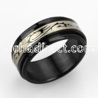 srb30 black stainless steel spinner ring with tribal dragon