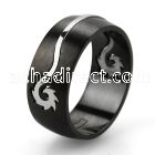 srb36 black stainless steel gridded ring with tribal spiral