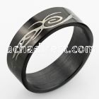 srb58 black stainless steel ring with thin tribal design