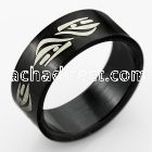 srb59 black stainless steel ring with thick tribal wave design