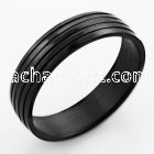 srb60 black stainless steel ring with 4 ribbed band design
