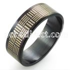 srb62 black stainless steel ring with thatched lines pattern