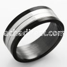 srb63 black stainless steel ring w lined high polished center