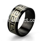 srb6 black anodized stainless steel ring w greek key design