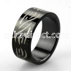 srb8 black stainless steel ring w laser etched tribal design