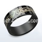 srb9 black anodized stainless steel ring with tribal design