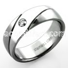 src22 stainless steel band with grooves clear crystal