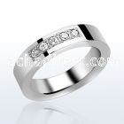 src9 stainless steel classic band ring with 5 crystals