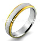srg7 stainless steel ring w brushed center band gold lines