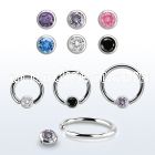 steel ball closure ring, 14g w 3mm bezel cz closure