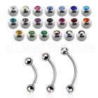 steel eyebrow banana 1mm w 3mm bezel set jewel balls