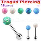 steel tragus piercing 18g w 3mm synthetic opal top ball