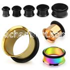 stpg pvd 316l steel single flared flesh tunnel with o ring