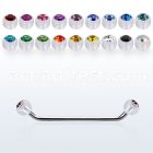 subajb5 steel surface barbell w 45 angle acrylic crystal balls