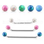 subbo5 316l steel surface barbell w two 5mm synthetic opal ball