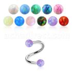 surgical steel spiral 20g w two 3mm synthetic opal balls