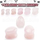 tgsb rose quartz double flare saddle plug teardrop shape