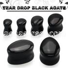 tgsf black agate double flare saddle plug teardrop shape