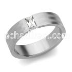 tirc4 titanium g23 ring with carved lines square clear cz