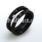 tirc7 black anodized titanium ring with small cz stone
