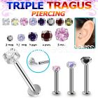 tlbczin 316l steel internal tragus labret w 2 5mm prong set cz