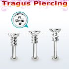 tlbescw2 316l steel tragus labret 16g w a cross screw top 