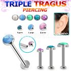 tlbio steel internal tragus labret w flat top w opal