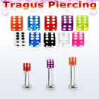 tlbuvdi3 316l steel tragus labret 16g w a 3mm acrylic uv dice 