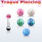 trg33 steel tragus piercing w 4mm synthetic opal top ball