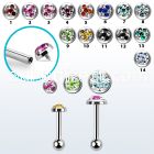 trgfrd steel tragus barbell w multi crystal tri star top