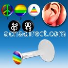 trgl2 bioflex tragus piercing w push in gay pride silver top