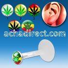 trgl5 bioflex tragus piercing w push in marijuana silver top