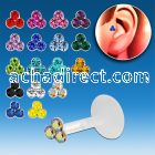 trgs10 bioflex tragus piercing w a silver triple crystal top