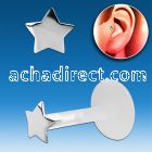 trgs17 bioflex tragus piercing w a 2mm silver star shaped top
