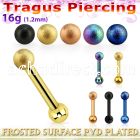 trgt34 pvd plated steel tragus piercing 3mm frosted steel ball