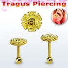 trgt39 gold 316l steel tragus piercing, 16g w plain flower top