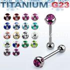 ubbc3 titanium g23 tongue barbell with 6mm multi jewel