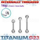 ubbebin titanium g23 eyebrow barbell 3mm internally threaded