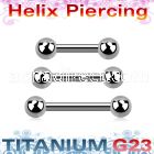 ubber31 titanium g23 helix barbell, 16g (1.2mm) w two 3mm balls