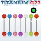 ubbgl titanium g23 tongue barbell w 6mm glow in the dark ball
