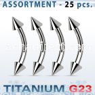 ublk19 bulk body of titanium g23 eyebrow banana with 3mm cones