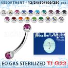 ublk486 eo gas sterilized piercing titanium g23 eyebrow banana 3mm