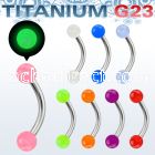ubnegl titanium g23 banana eyebrow ring w acrylic glow balls