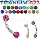ubnfr3 titanium g23 eyebrow banana 3mm multi crystal balls