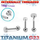 uhein2 titanium g23 internally threaded barbell 3mm 4mm flat