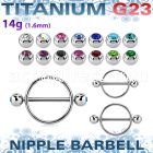 ujbnpe5 steel nipple shield w titanium g23 barbell w jewel balls