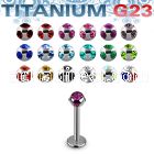 ulbca high polished titanium g23 labret 3mm multi jewel ball